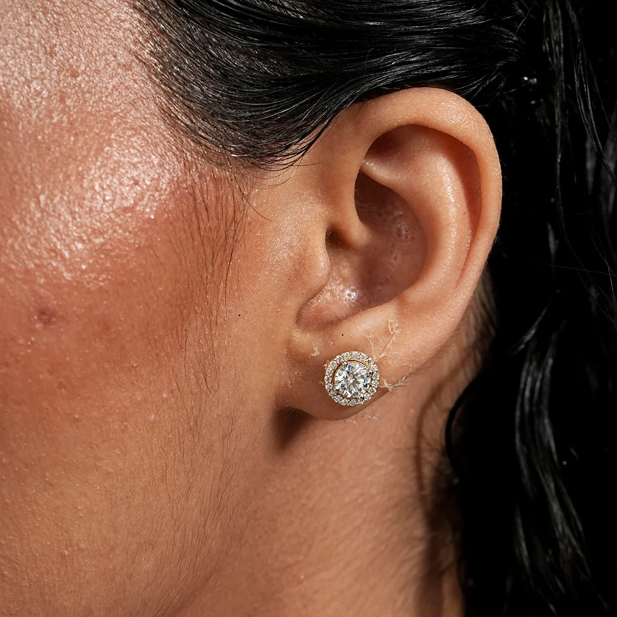 Round Halo Lab Grown Diamond Earrings